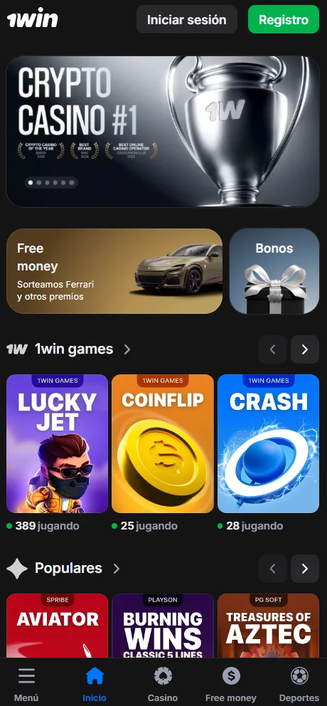 App 1win Argentina en el celular